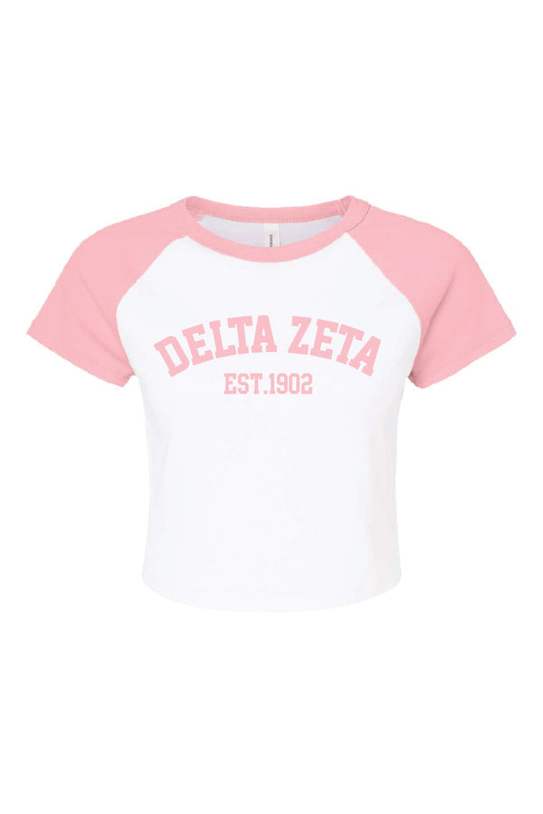 Classic Crop Tee- white with pink