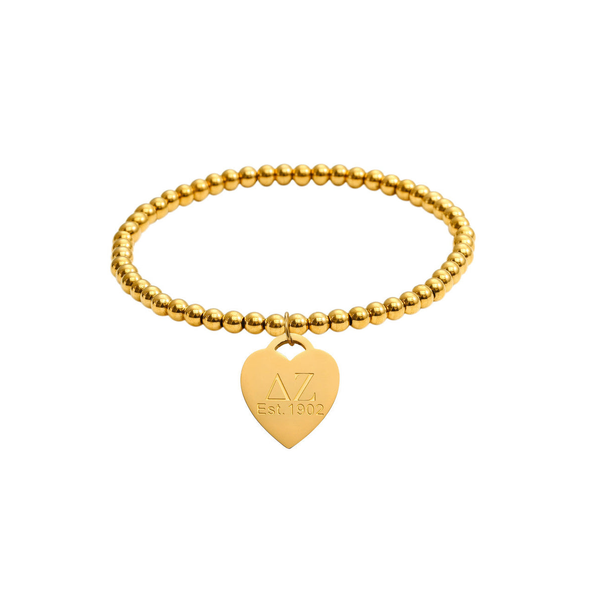 Delta Zeta - Bead Bracelet - Heart Tag - DZ Dezigns