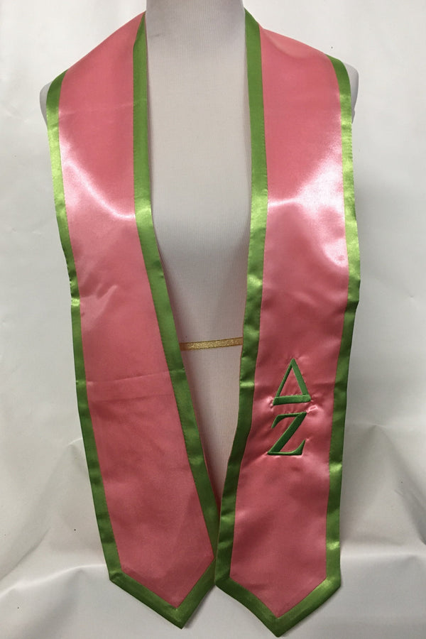 Pink with Green Trim Graduation Stole - DZ Dezigns