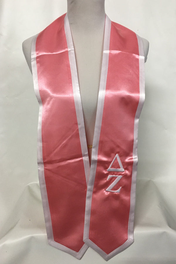 Pink Graduation Stole with White Trim - DZ Dezigns